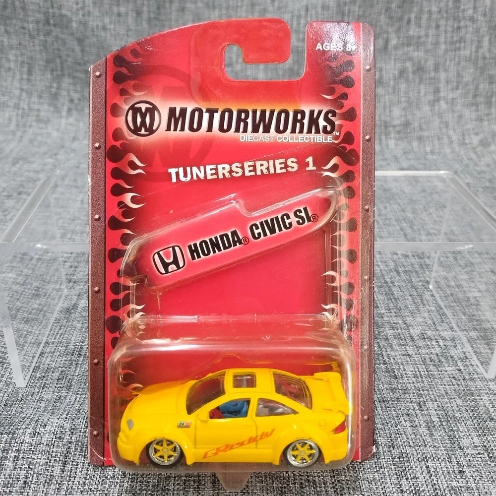 LOT OF 2 Motorworks Diecast Tuner Series 1 Honda Civic Si Yellow & Orange NIB